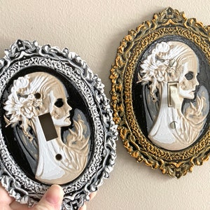 Gothic Victorian Style Skeletal Cameo in Frame 3D Printed Switch Cover