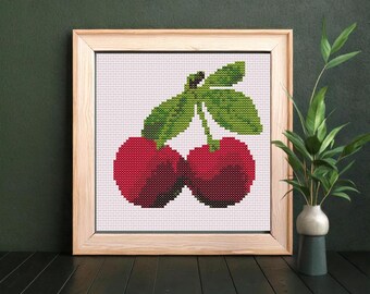 Kit De Punto De Cruz Estampado OWN4B - Patrón Pájaro Y Cerezas, Tela 11CT 11x13 Pulgadas, Incluye Hilos Y Agujas