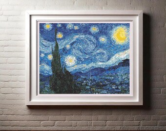 Starry Night Cross Stitch Pattern Pdf Format - Etsy