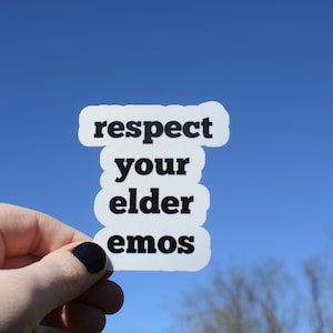 Elder emo sticker, alternative stickers, Respect Your Elder Emos, emo vinyl sticker, stickers for laptop, music lover gift, emo gift for her