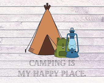 Camping png, png for sublimation, camping is my happy place png, tent png, backpack png, camping gift, diy gift, instant download