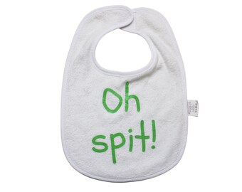Funny baby bibs, gender neutral baby gift, inappropriate baby gifts, cotton baby bib, drool bibs for baby, funny baby gifts, oh spit bib