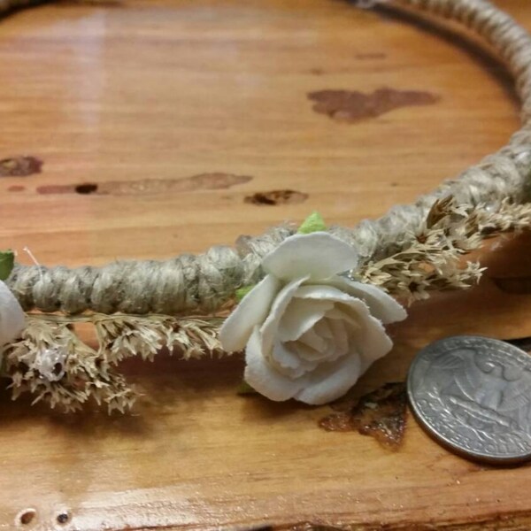 Kind Krone rustikal Bindfäden Papierblumen und getrocknet Deutsch Statice für Kleinkinder! Blumenmädchen - Foto-Shoot-Zubehör