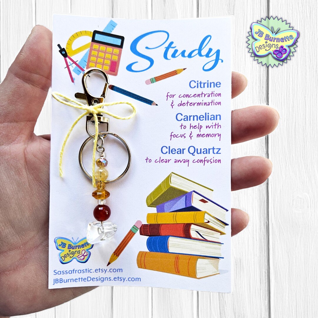 STUDY Gemstone Crystal Keychain, Student Gift, College Gift, Study ...