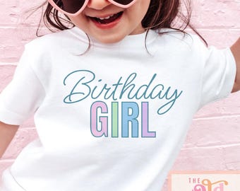 Birthday Girl Shirt, Pastel Birthday Girl Shirt, Minimalist Birthday Onesie, Cotton Birthday Tee, Kids Party Apparel