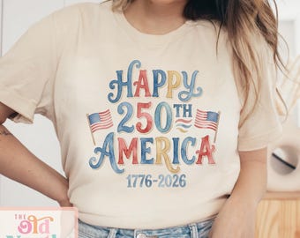 Happy 250th America Shirt, Cute Kids 4th Of July Shirt, Patriotic 4th Of July Parade Shirt, Retro Watercolor Independence Day Shirt