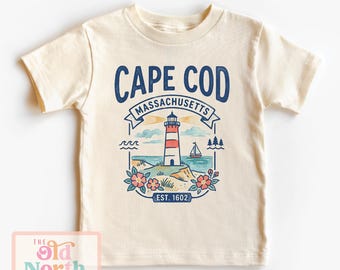 Cape Cod Massachusetts Retro Shirt, Massachusetts Lighthouse Graphic Beach Tee, Cape Cod Kids Shirt