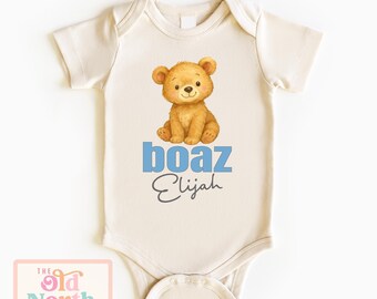 Personalized Bear Baby Boy Name Shirt, Baby Bear Boys Onesie, Customized Baby Apparel, Baby Boy Baby Shower Gift, Boy Monogram