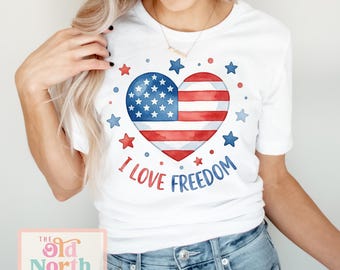I Love Freedom Shirt, Cute Kids 4th Of July Shirt, Patriotic Kids Shirt, 4th Of July Parade Shirt, Independence Day Flag Heart Shirt