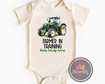 Farmer In Training Onesie®, Personalized Farm Name Shirt, Farmer Baby Shirt, Farm Baby Gift, Farmer Baby Shower, Farmer Kids Toddler Shirt