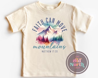 Faith Can Move Mountains Shirt, Kids Christian Shirt, Jesus God Gifts, Cute Kids Sunday School Shirt, Bible Verse, Faith Shirt for Children