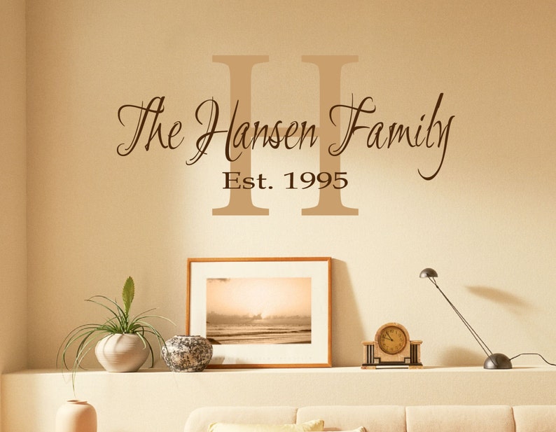 elegant family wall decal family monogram vinyl wall decal | etsy