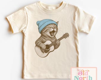 Cute Cat Kitten Playing Guitar Shirt, Musician Shirt, Kids Funny Cat Shirt, Kitten Shirt, Homeschool Kids Shirt, Funny Guitar Shirt, Music