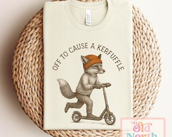 Off To Cause A Kerfuffle Shirt, Funny Fox Scooter Shirt, Kids Funny Animal Shirt, Woodland Fox Shirt, Homeschool Shirt, Funny Baby Onesie®