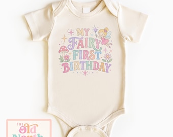 My Fairy First Birthday Shirt, Rainbow Fairy Birthday Tee, Girls Woodland Fairy Birthday, Cute First Birthday Onesie
