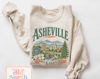 Asheville North Carolina Retro Sweatshirt, Asheville NC Adult Crewneck Sweatshirt