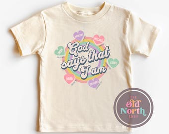 God Says That I Am Shirt, Kids Christian Shirt, Jesus God Gifts, Cute Kids Sunday School Shirt, Bible Verse, Religious Shirt for Children