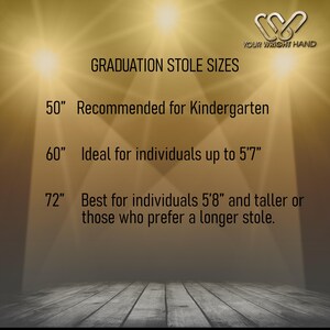 Custom graduation stole showcasing the name, school name, year and up to three pictures.