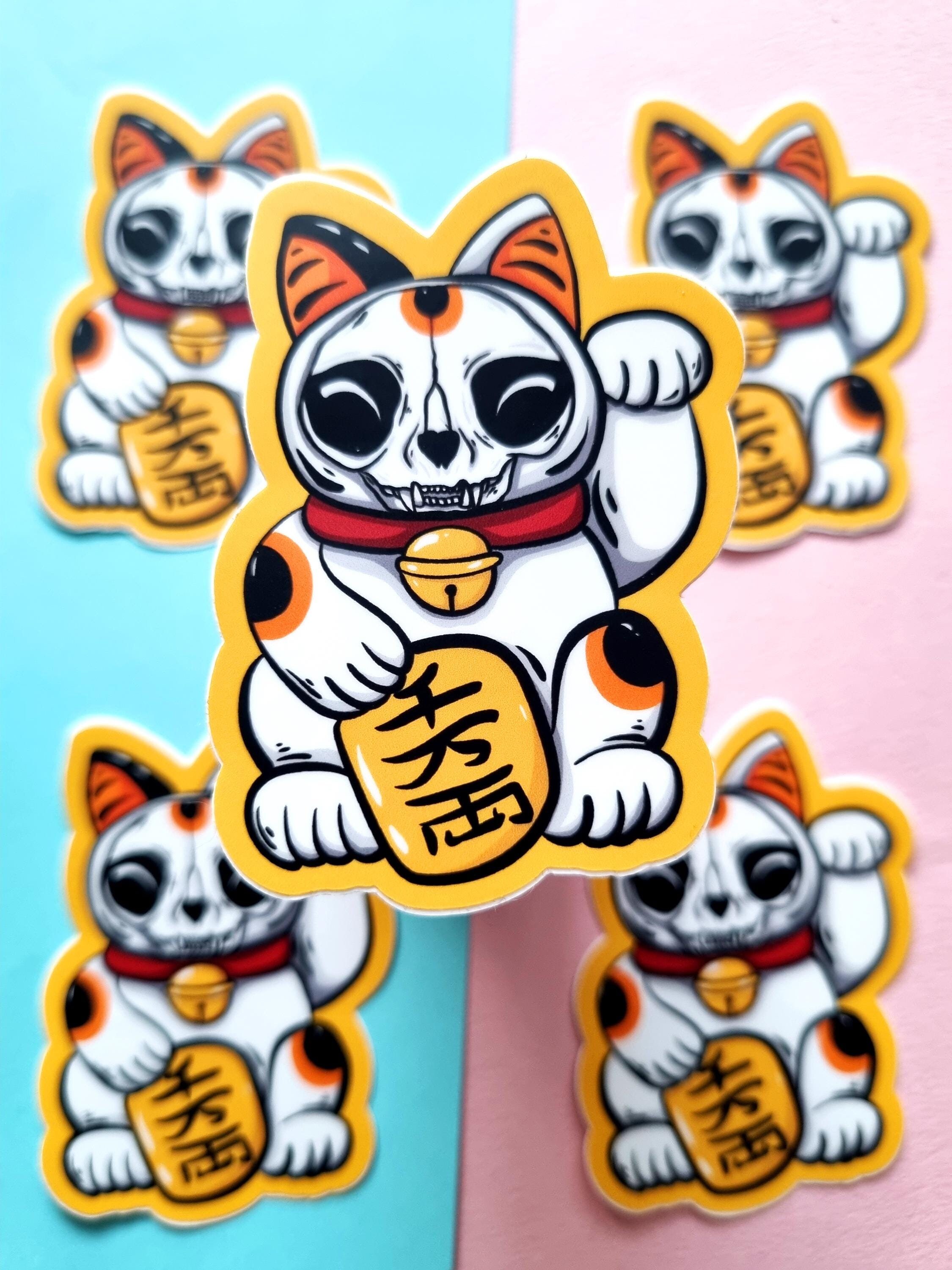 Lucky or Not Cat Sticker, Maneki-neko - Etsy