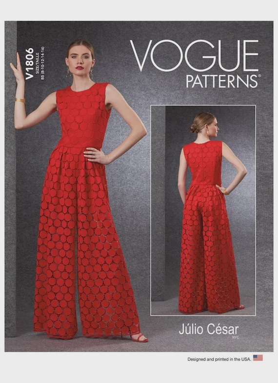 Vogue Sewing Pattern V1806 Misses' & Misses' Petite Jumpsuit, Size 8-16 or 16-24, New Uncut