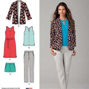 Simplicity 1430, Sewing Pattern to make Misses Slim Pants, Shorts, Dress or Top and Jacket, New Uncut Size 4-12