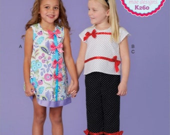 Kwik Sew 260 Girl's Dress, Top and Capris, Sewing Pattern, New Uncut, Size 3-10 (Out of Print)