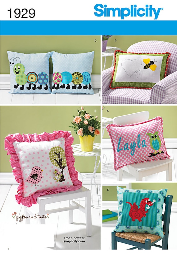 Simplicity 1929 Appliqued Pillow Sewing Pattern Childs Throw Etsy