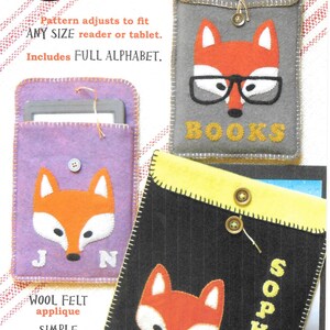 Smart Fox Wooly Tech Cover Sewing Pattern, Tech Device Cover, Wool/Felt Cover for your Tech Device, Free Shipping in US