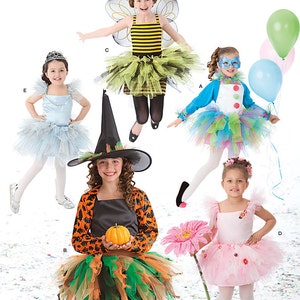 Simplicité 2071 Filles Halloween Tutu Costume Modèle de couture: Bourdon, Clown, Ballerine, Princesse et Sorcière Taille 3, 4, 5, 6 image 1