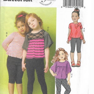 Butterick 5913 pattern - Children&#39;s/Girls&#39;Tops and Leggings, Sewing Patten, New Uncut Size 2-3-4-5