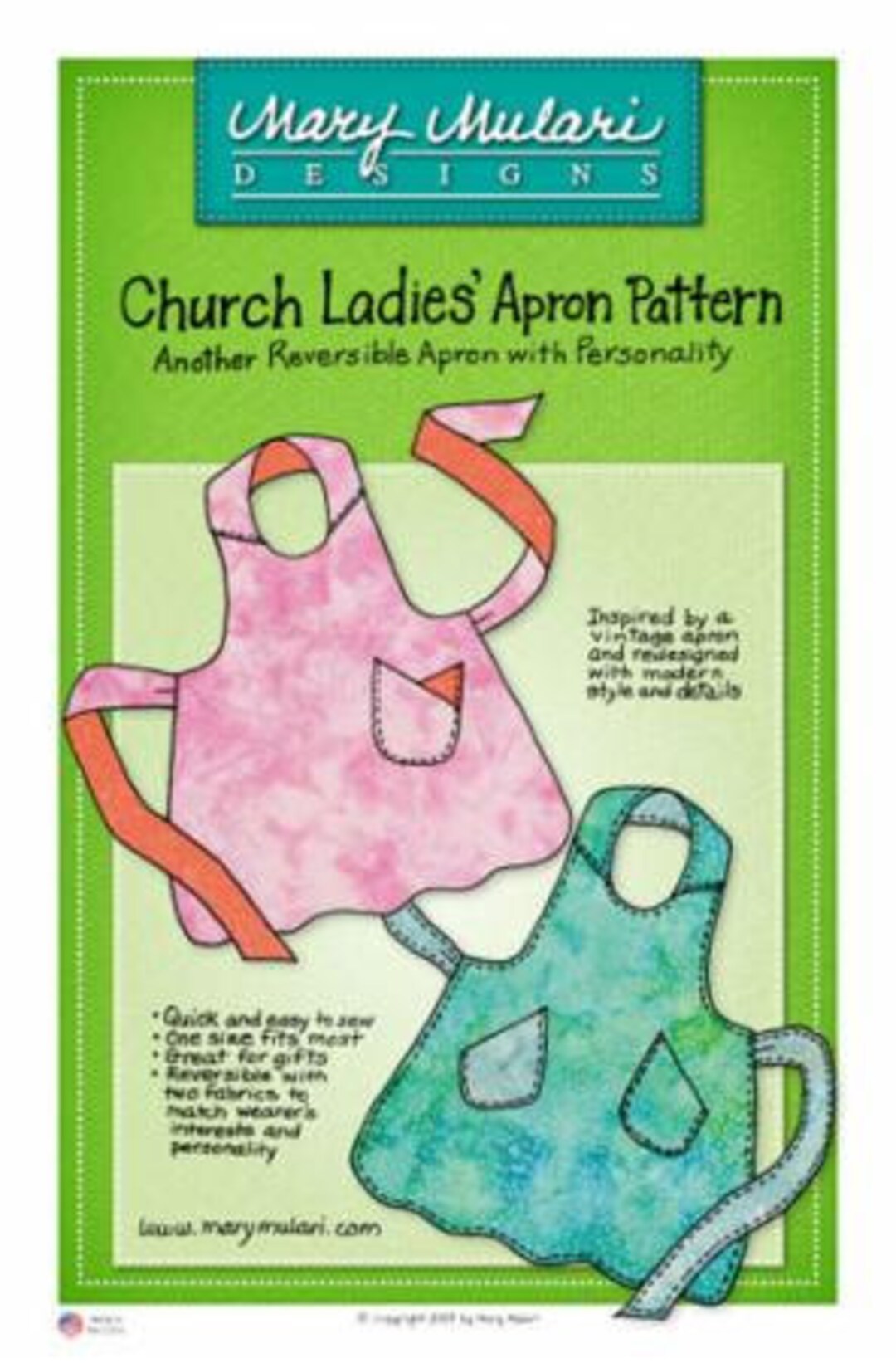 Mary Mularis' Church Ladies Apron Pattern, New Uncut Apron Pattern, - Etsy