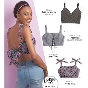 Simplicity Sewing Pattern 8549,  Misses&#39; Bra Tops, Size XXS-XXL, New uncut pattern, Learn to Sew pattern, very easy
