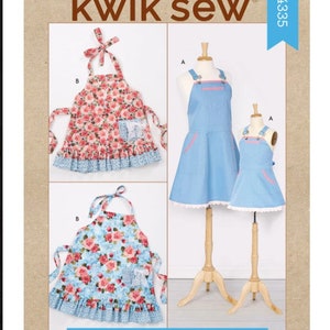 Kwik Sew 4335, Children's And Misses Aprons Sewing Pattern, New Uncut K4335