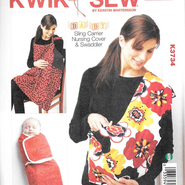 K3734 Swaddler, Sling Carrier and Nursing Cover, Kwik Sew 3734, New Uncut Sewing Pattern, DIY Baby Items