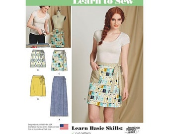 Simplicity 8133, Wrap Skirt Sewing Pattern, Learn to Sew Pattern, New Uncut Size 6-18