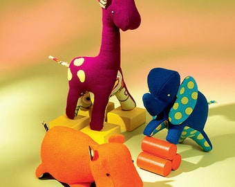 Ellie Mae Designs Kwik Sew 116, New Uncut sewing pattern for Elephant, Hippo, Giraffe, Stuffed animal Pattern