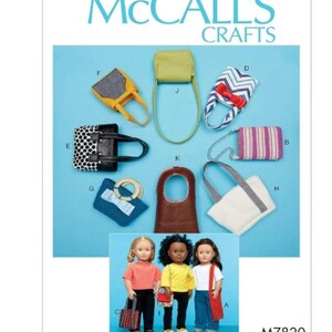McCall&#39;s 7820, Sewing Pattern, Bags for 18 in. Dolls, New Uncut Sewing Pattern