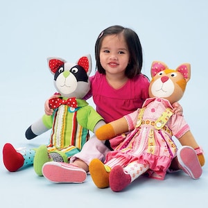 McCalls 6980, Learn To Raccoon and Cat Sewing pattern, Learn to use clothes fasteners with these toys. Out of Print