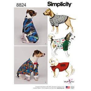 Simplicity Sewing Pattern S8824 Dog Coats,  Simplicity 8824 Pet Jacket sewing Pattern S-L
