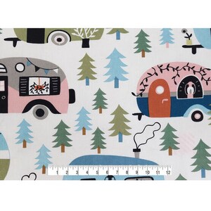 Happy Campers, Sold by the yard, 36 X 44, Cotton Canvas Fabric image 2