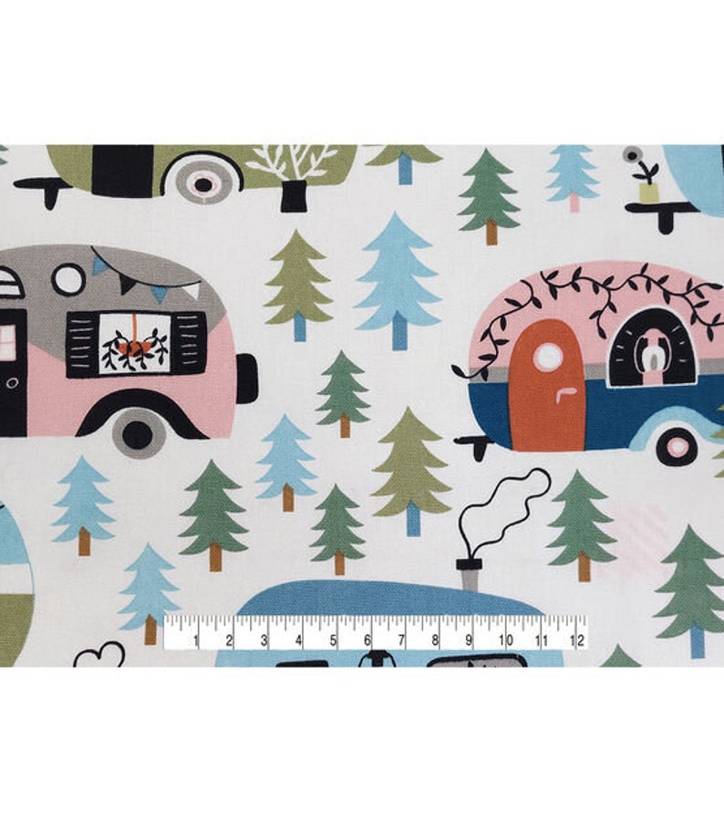 Happy Campers, Sold by the yard, 36 X 44, Cotton Canvas Fabric image 2