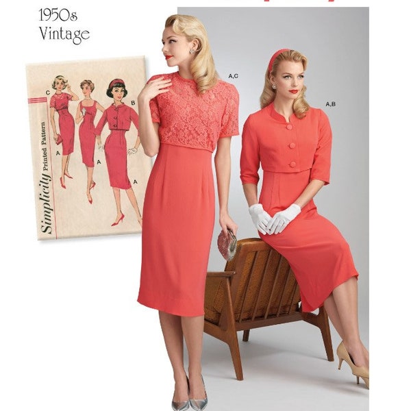 Simplicity Pattern 8460 Misses' Vintage Dress & Jackets, New Uncut Pattern, size 6-14, 1850s Vintage Style