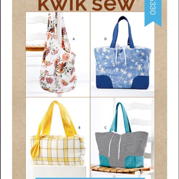 Kwik Sew 4330, Bags Sewing Pattern, New Uncut 4 different bags,