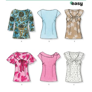 New Look 6808 Sewing Pattern Misses&#39; Tops, Size 8-18, Six different styles, New Uncut, Easy