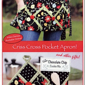 Criss Cross Pocket Apron, Oven Mitt and More, Sewing Pattern, DIY Apron, Mitt and cookie mix bag Free US Shipping