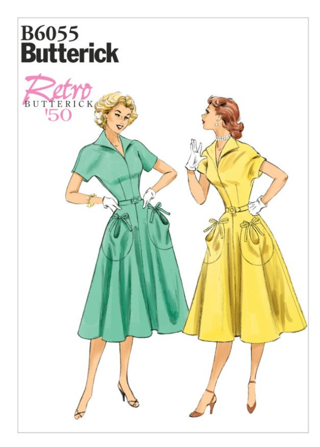 Butterick 6055 50s Retro Sewing Pattern Dress Pattern Size - Etsy