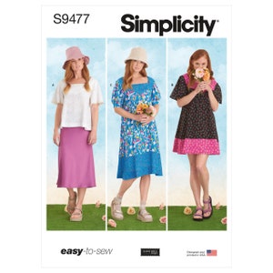 Simplicity Sewing Pattern 9477, Misses Tops and Dresses, New Uncut Sewing Pattern Size XXS-XXL