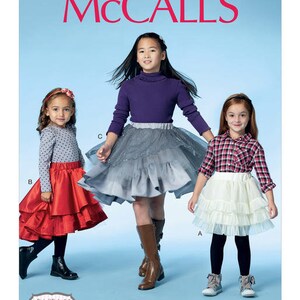 McCalls 7498 Children&#39;s/Girls&#39; Tiered and Ruffled Skirts Sewing Pattern, New Uncut, Size 7-14