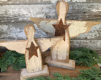 Wood Angel, Christmas, Reclaimed Wood, Rustic, Primitive Christmas