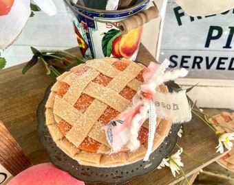 Mini Peach Pie, Felt, Summer Decor, Summer, Faux Dessert